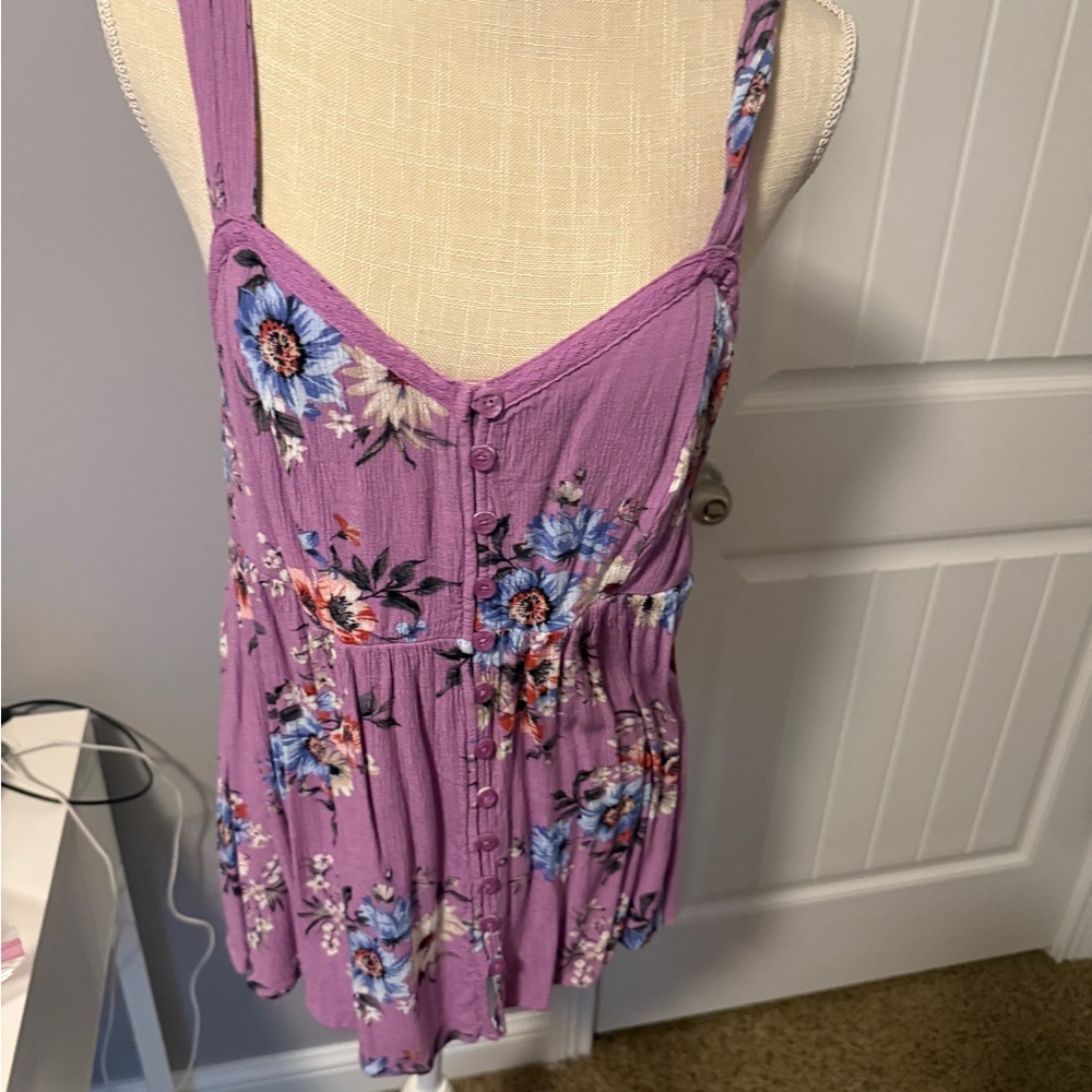 Torrid Purple Sleeveless Tank Top with Smocked Details
